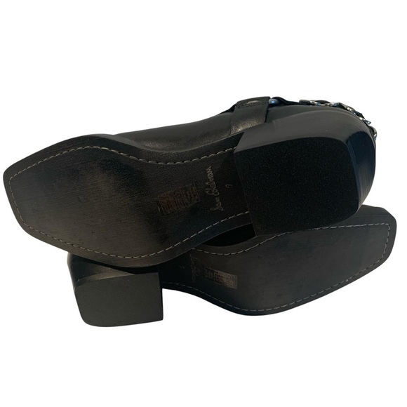 SAM EDELMAN Bellamie Ankle Boot Leather Premium Stacked Heel 2 1/4” Black 7 - Picture 9 of 13